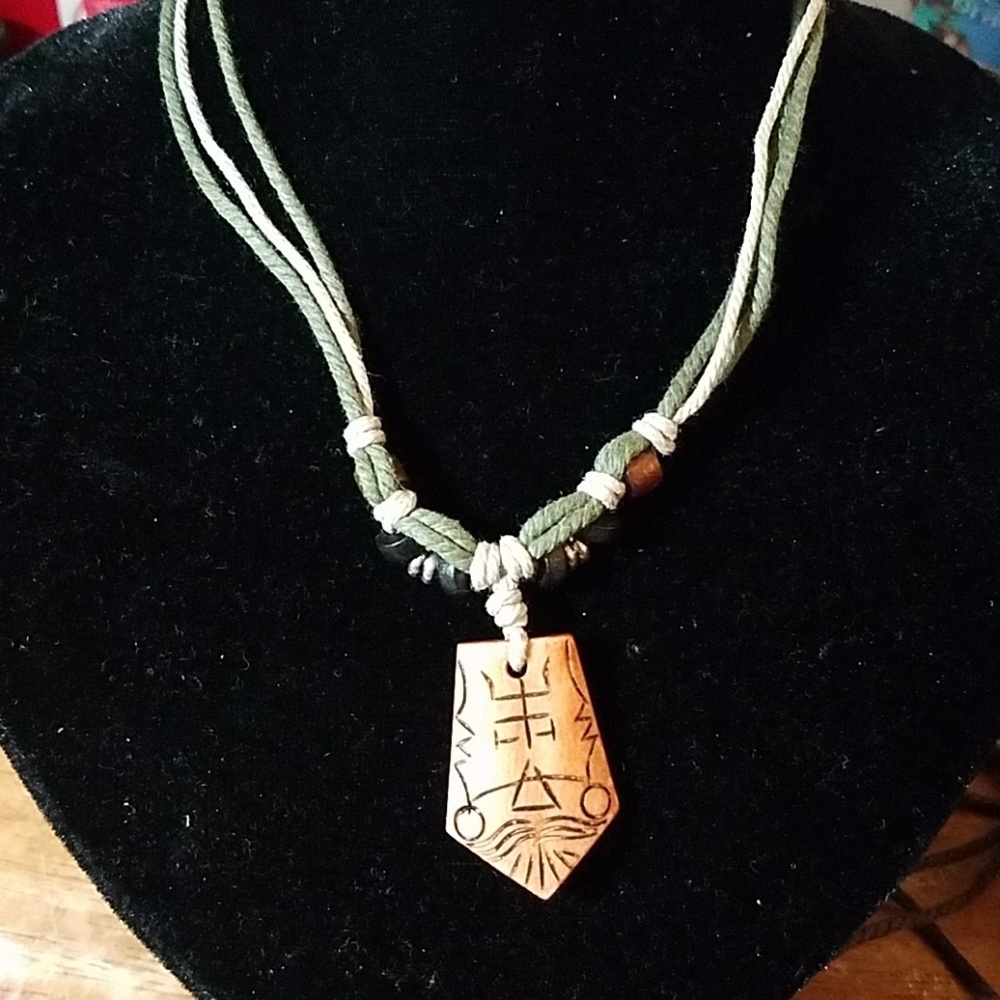Nature Stones, Beads, & Twine Necklace 23"